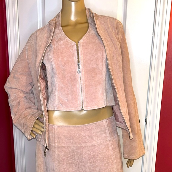 Wilson’s Leather Motorcycle Jacket Halter Top and Skirt Set Dusty Rose Y2K 2004 - Picture 16 of 16